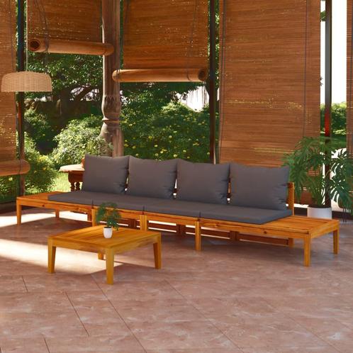 vidaXL Tuinbanken 2 st met donkergrijze kussens acaciahout, Tuin en Terras, Tuinsets en Loungesets, Nieuw, Verzenden