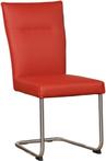 Leren eetkamerstoelen retro sledepoot rond, rood, rode keuke