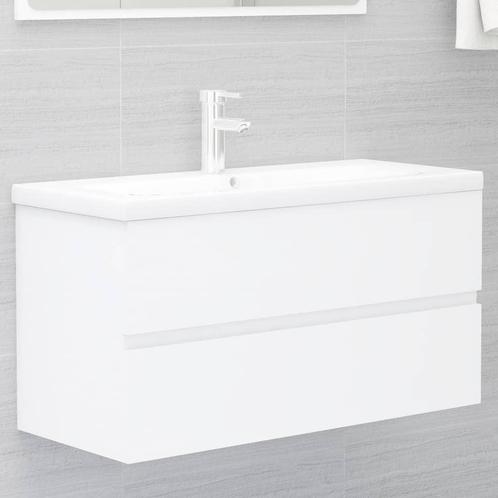 vidaXL Wastafelkast 90x38,5x45 cm spaanplaat wit, Maison & Meubles, Salle de bain | Meubles de Salle de bain, Envoi