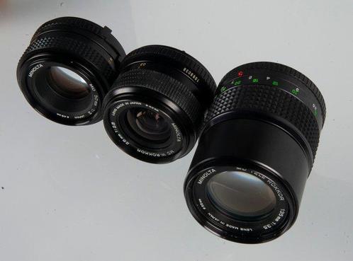 Minolta Set lenzen: 50mm, 28mm en 135mm Analoge camera, Audio, Tv en Foto, Fotocamera's Analoog