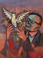 Ibrahim Kodra (1918-2006) - Ritratto con colomba