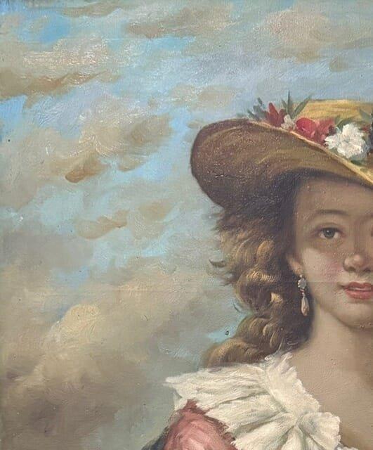 François Vernos (XX) - Portrait dune jeune rousse au, Antiek en Kunst, Kunst | Schilderijen | Klassiek