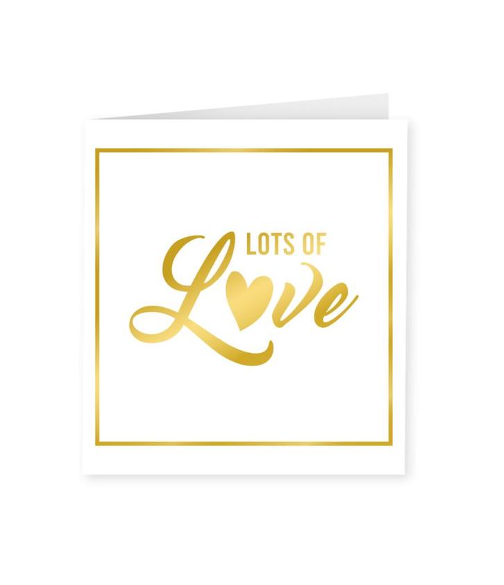 Kaart Lots Of Love Goud Wit 15cm, Hobby en Vrije tijd, Feestartikelen, Nieuw, Verzenden