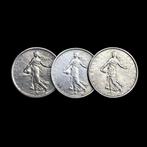 France. Silver 3x 5 Francs (Semeuse) Coins 1960/1962/1963