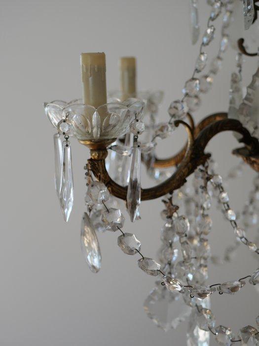 Kroonluchter - Glas, Metaal - Ancien à pampilles, Antiek en Kunst, Curiosa en Brocante