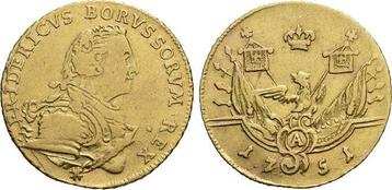 Goud-1/2 Friedrichsdor 1751 A Brandenburg-Preussen Prui... beschikbaar voor biedingen
