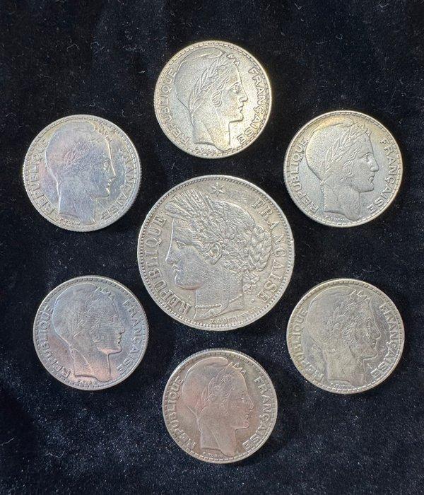 Frankrijk. Lot de 7 monnaies en argent, 1850/1934 (Zonder, Timbres & Monnaies, Monnaies | Europe | Monnaies non-euro