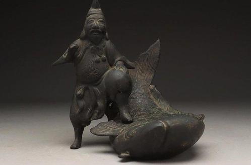 Dit is een prachtig bronzen beeld dat Ebisu voorstelt, een, Antiek en Kunst, Antiek | Overige Antiek