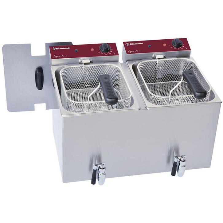 Elektrische friteuse tafelmodel 2x 8 liter + aftapkraan, Zakelijke goederen, Horeca | Keukenapparatuur, Nieuw in verpakking, Fornuis, Frituur en Grillen
