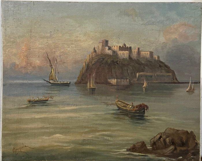 Antonio Coppola (1850-1902) - Veduta di Nisida, Antiek en Kunst, Kunst | Schilderijen | Klassiek