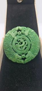 Dubbele Draken Amulet van Fortuna en Goede Geluk - Oud Jade