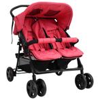 vidaXL Tweelingkinderwagen staal rood, Enfants & Bébés, Verzenden