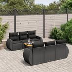 vidaXL 7-delige Loungeset met kussens poly rattan zwart, Verzenden, Nieuw, Loungeset