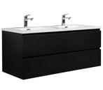 Badkamermeubel Set Angela 120cm Zwart Houtnerf  Badmeubel, Verzenden, Nieuw