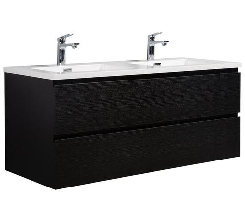 Badkamermeubel Set Angela 120cm Zwart Houtnerf  Badmeubel, Huis en Inrichting, Badkamer | Badkamermeubels, Nieuw, Verzenden