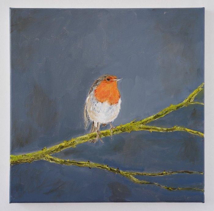 Matthieu van Riel - Roodborstje, avond, Antiek en Kunst, Kunst | Schilderijen | Modern