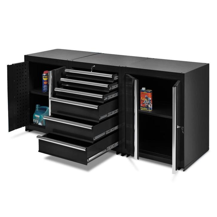 Datona Werkplaatskasten set PRO XL - Zwart - Datona, Doe-het-zelf en Bouw, Werkbanken, Ophalen of Verzenden