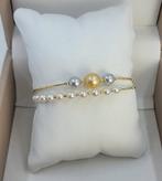 Armband - 18 karaat Geel goud - 4x8,5mm Akoya parels, Handtassen en Accessoires, Armbanden, Nieuw