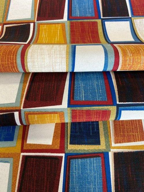 Tissu exclusif à motifs géométriques en double hauteur sans, Antiek en Kunst, Antiek | Tapijten, Tafelkleden en Textiel