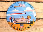 Union Gasoline "Speed & Power" - Vintage Gebold Emaille Bord, Verzenden, Nieuw