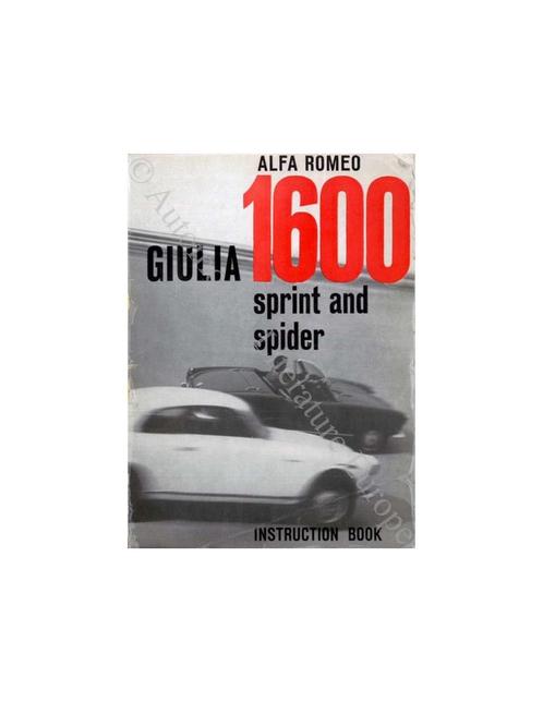 1962 ALFA ROMEO GIULIA 1600 SPRINT & SPIDER INSTRUCTIEBOEK.., Autos : Divers, Modes d'emploi & Notices d'utilisation, Enlèvement ou Envoi