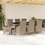 vidaXL 9-delige Tuinset met kussens poly rattan beige, Verzenden, Nieuw, Tuinset
