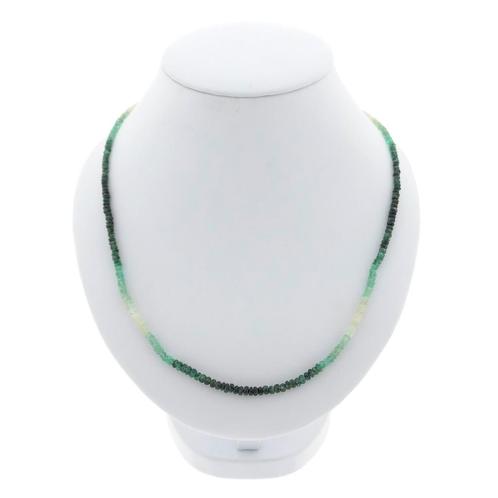 9 Krt. Smaragd kralen ketting | 45 cm (magneet slot), Handtassen en Accessoires, Antieke sieraden, Met edelsteen, Goud, Ophalen of Verzenden