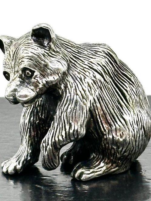 No reserve-Handgemaakte massieve zilveren miniatuur Beer -, Antiek en Kunst, Antiek | Zilver en Goud