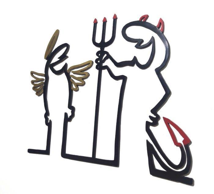 LuisonArt - La Linea - Angel&Devil, Antiek en Kunst, Kunst | Designobjecten