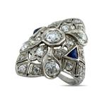 Bague Bague en platine exclusive Art Déco avec diamant de, Nieuw