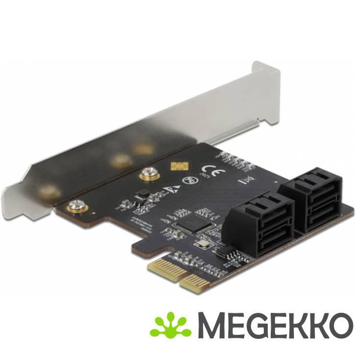 Delock 90010 4-poorts SATA PCI Express x1-kaart - Low, Computers en Software, Netwerkkaarten, Nieuw, Verzenden