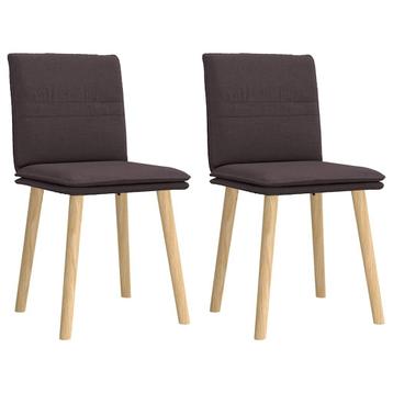 vidaXL Eetkamerstoelen 2 st stof donkerbruin, Verzenden