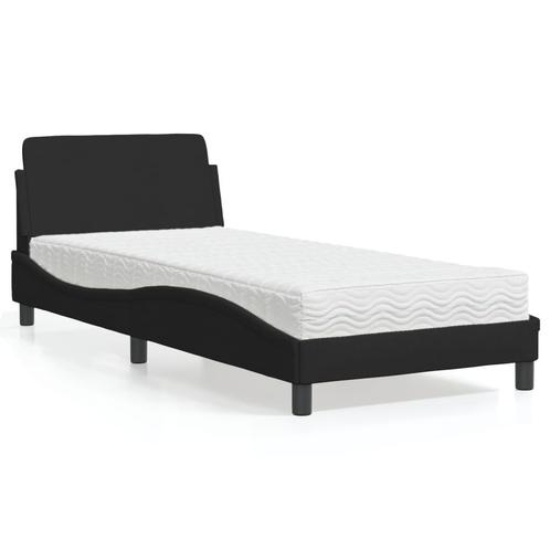 vidaXL Lit avec matelas noir 90x190 cm tissu, Maison & Meubles, Chambre à coucher | Lits, Neuf, Envoi