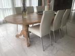 Set van 6 leren eetkamerstoelen - wit leer - Echt leer,, Huis en Inrichting, Stoelen, Overige kleuren, Nieuw, Leer, Ophalen of Verzenden