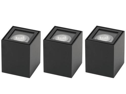 Veiling - 3x Base on opbouwspot GU10 kantelbaar 80x80mm zwar, Huis en Inrichting, Lampen | Spots