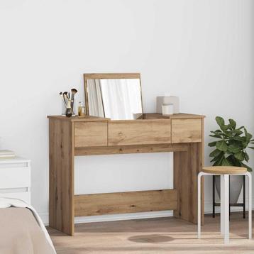 vidaXL Kaptafel met Spiegel Ambachtelijk Eiken 100x45x76 cm, Verzenden