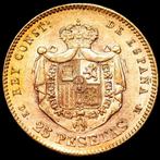 Spanje. Alfonso XII. 25 Pesetas Acuñada en Madrid, 1877.