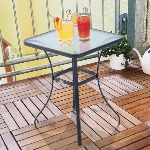 Tuintafel Glas Tabel 68.5x685 cm zwart, Jardin & Terrasse, Ensembles de jardin, Enlèvement ou Envoi