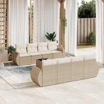 vidaXL 9-delige Loungeset met kussens poly rattan beige, Tuin en Terras, Verzenden, Nieuw, Loungeset