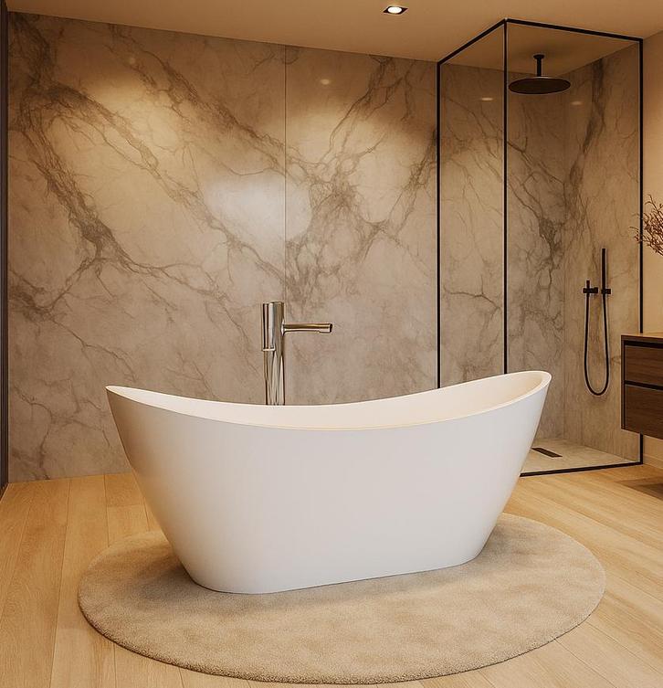 Ligbad Alegre 170 x 78 x 68 cm Vrijstaand Bad wit, Doe-het-zelf en Bouw, Sanitair, Nieuw, Verzenden