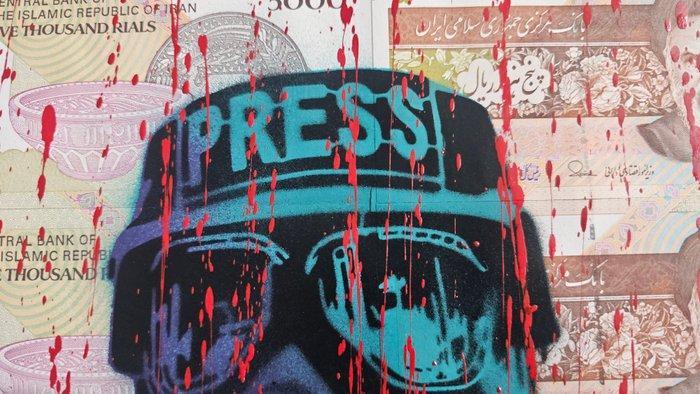 Jinks Kunst - Journalist in a war zone - on Iranian, Antiek en Kunst, Kunst | Designobjecten