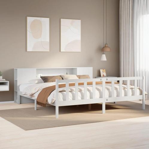 vidaXL Lit bibliothèque sans matelas blanc 200x200 cm, Maison & Meubles, Chambre à coucher | Lits, Neuf, Envoi