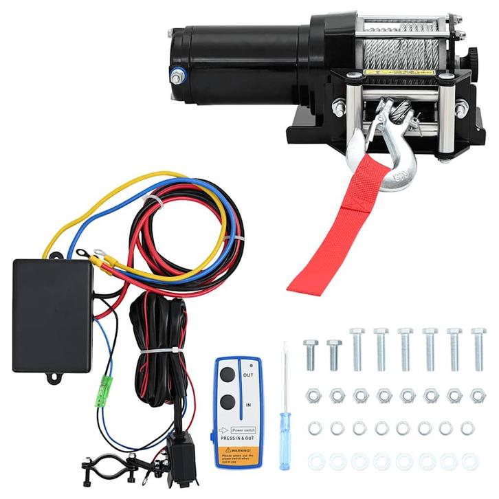vidaXL Elektrische lier 12 V 1360 kg met montageplaat en, Bricolage & Construction, Treuils et Palans, Envoi