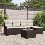 vidaXL Tuinbank Set met kussen met opslag 6 pcs Bruin Poly, Tuin en Terras, Verzenden, Nieuw
