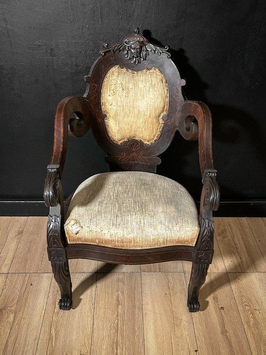 Fauteuil - Hout - Antica Poltrona Carlo X, Antiquités & Art, Antiquités | Autres Antiquités