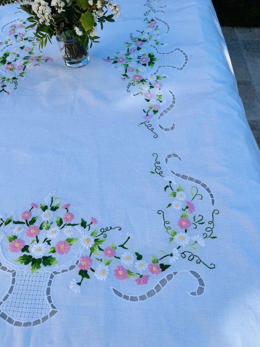 Tafelkleed (13) - 290 cm - 143 cm - Prachtige, geborduurde, Antiek en Kunst, Antiek | Tapijten, Tafelkleden en Textiel