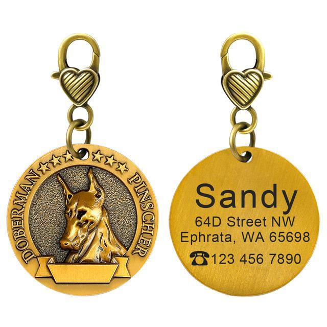 Gegraveerde Dobermann Hondenpenning, Verzamelen, Overige Verzamelen, Verzenden