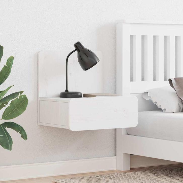 vidaXL Nachtkastje met lade Wit 44 x 32,5 x 40 cm Massief, Maison & Meubles, Chambre à coucher | Tables de chevet, Envoi