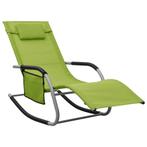 vidaXL Chaise longue textilène vert et gris, Neuf, Verzenden