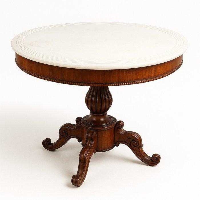 Tafel - Mahonie en wit marmer, Antiek en Kunst, Antiek | Overige Antiek